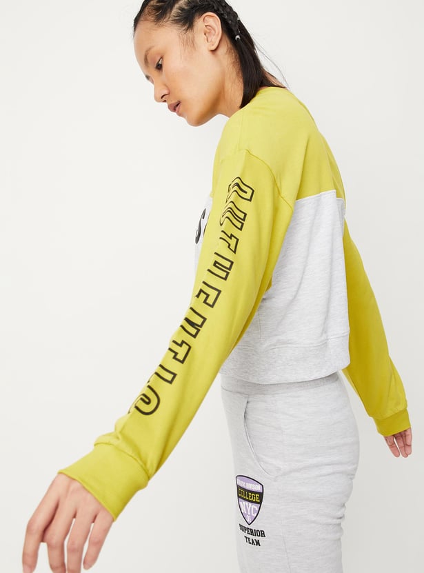 Women Typographic Printed Full Sleeves T-shirt