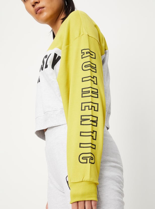 Women Typographic Printed Full Sleeves T-shirt