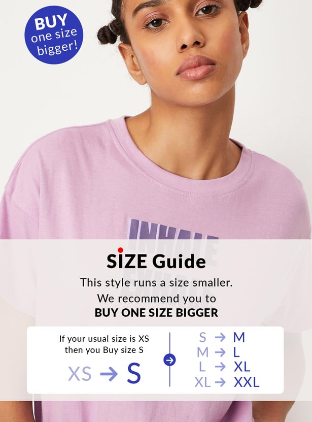 Women Printed Crop T-shirt with Elasticated Hem