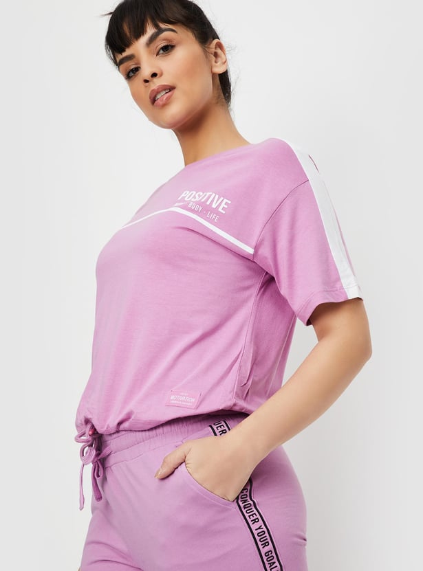 Women Printed Drawstring Hem T-shirt