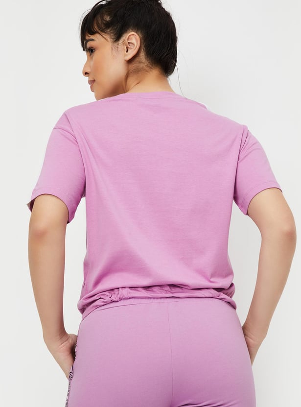 Women Printed Drawstring Hem T-shirt