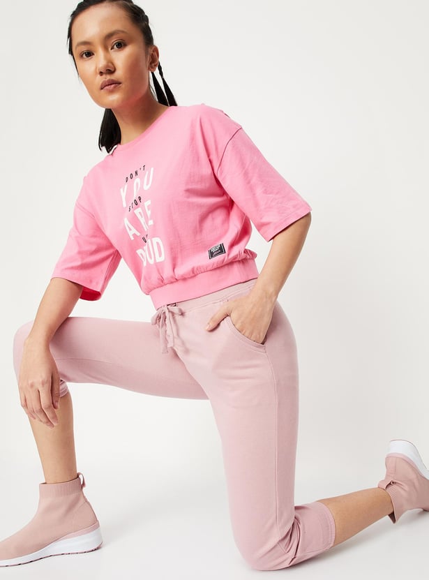 Women Embroidered Ribbed Hem T-shirt