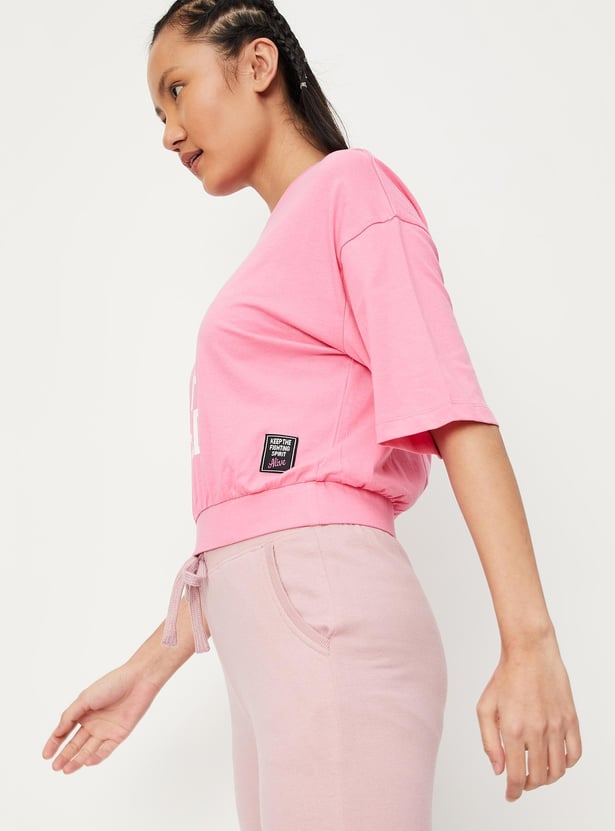 Women Embroidered Ribbed Hem T-shirt