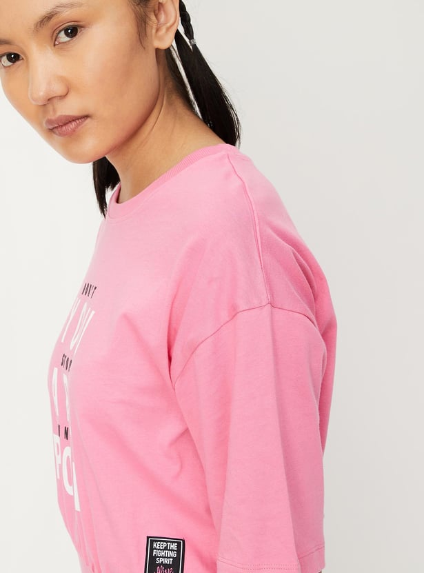 Women Embroidered Ribbed Hem T-shirt