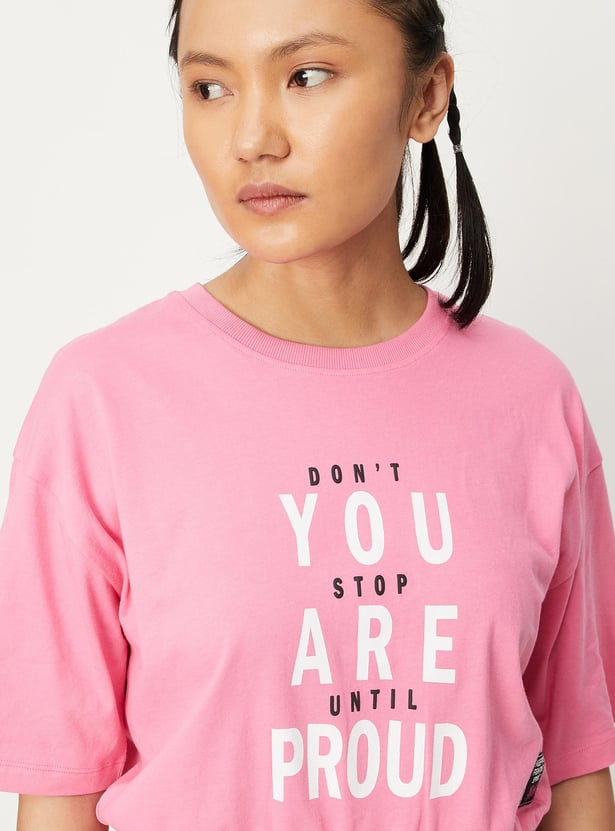 Women Embroidered Ribbed Hem T-shirt