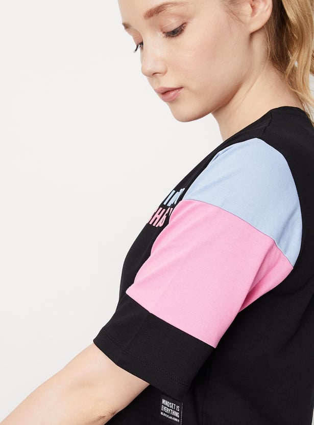 Women Colourblock Crop T-shirt