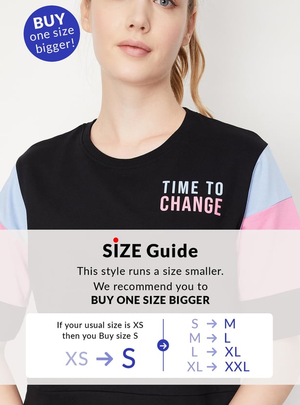 Women Colourblock Crop T-shirt