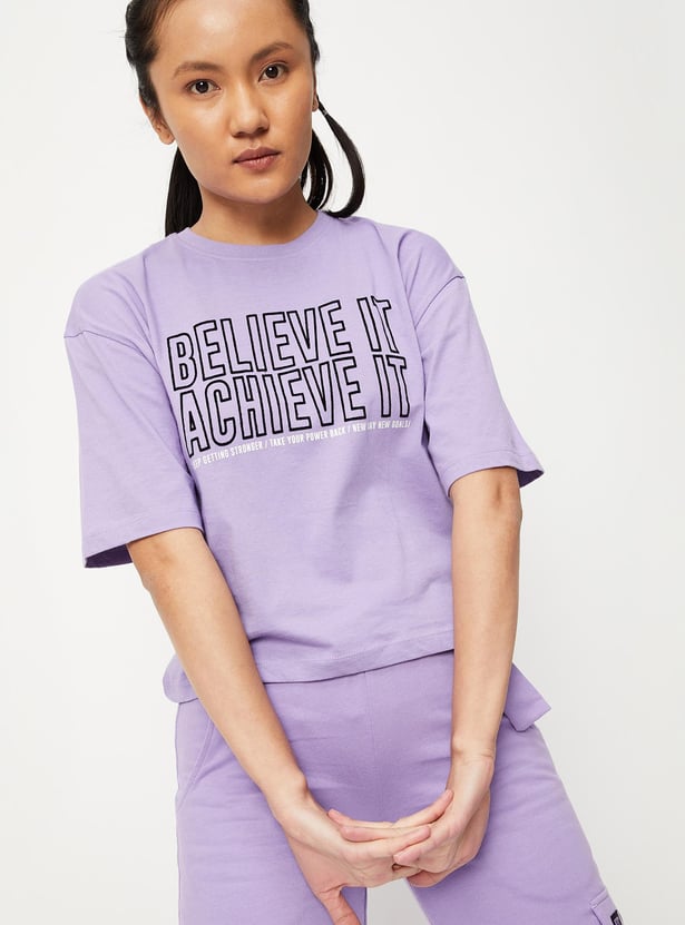 Women Typographic Printed Sports T-shirt