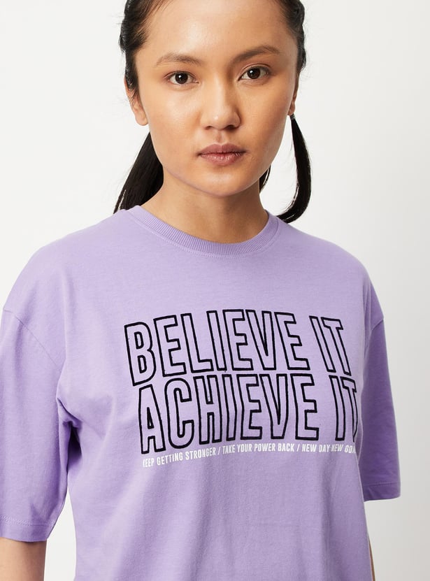 Women Typographic Printed Sports T-shirt