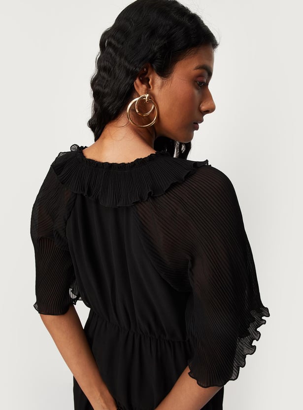 Women Pleated Tiered A-line Dress