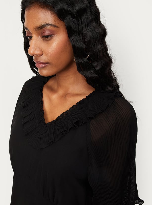 Women Pleated Tiered A-line Dress