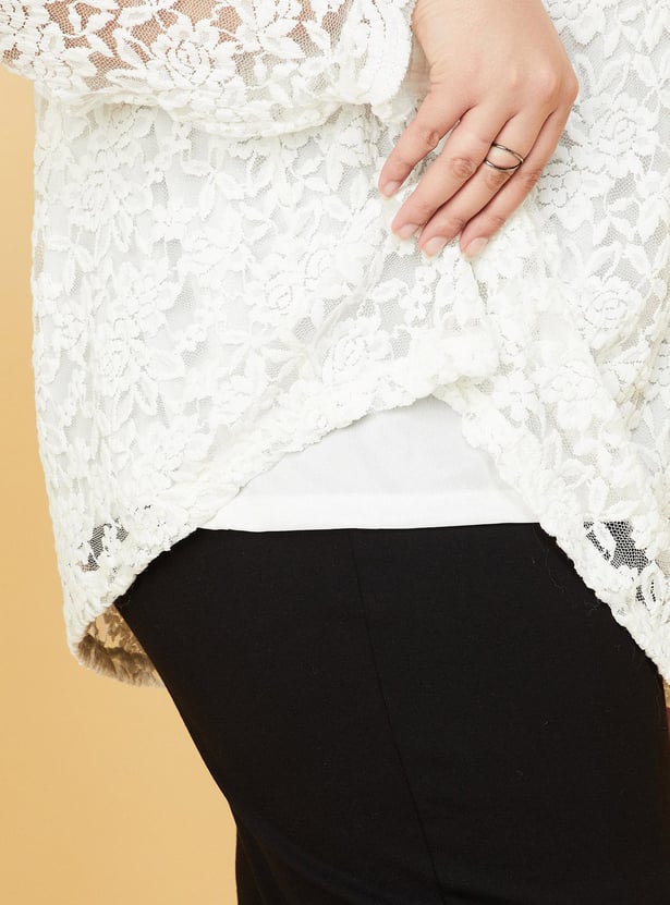 Women Lace Top with Scalloped Trim