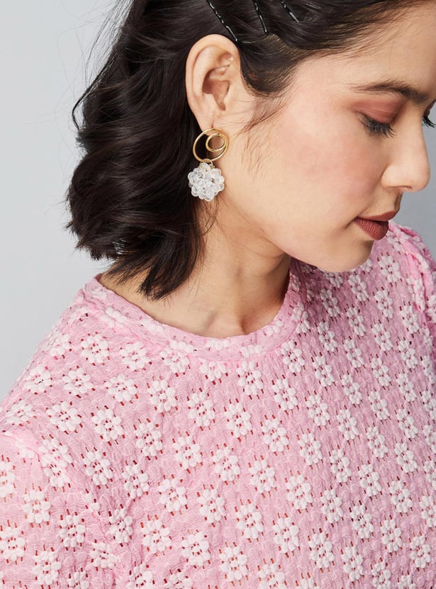Women Lace Puffed Sleeve Top