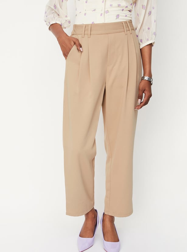 Women Pleated Wide-Leg Trousers