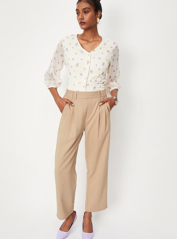 Women Pleated Wide-Leg Trousers