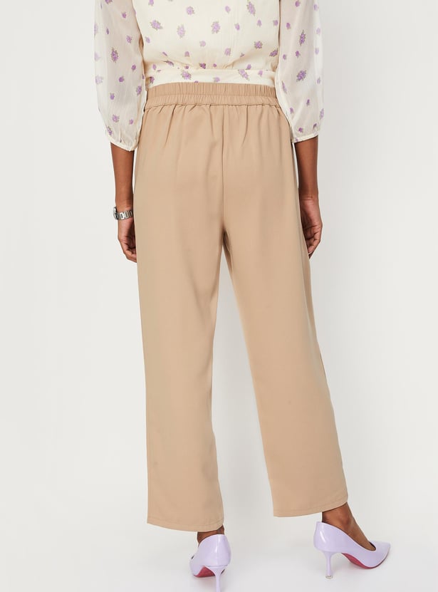 Women Pleated Wide-Leg Trousers