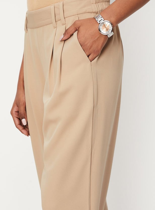Women Pleated Wide-Leg Trousers