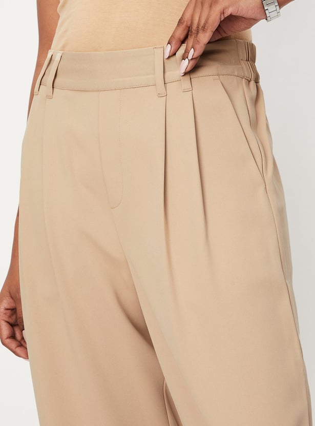 Women Pleated Wide-Leg Trousers