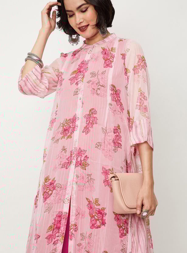 Women Printed Layered Button-Down Kurta