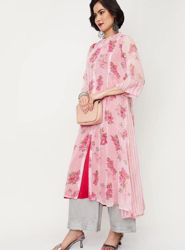 Women Printed Layered Button-Down Kurta