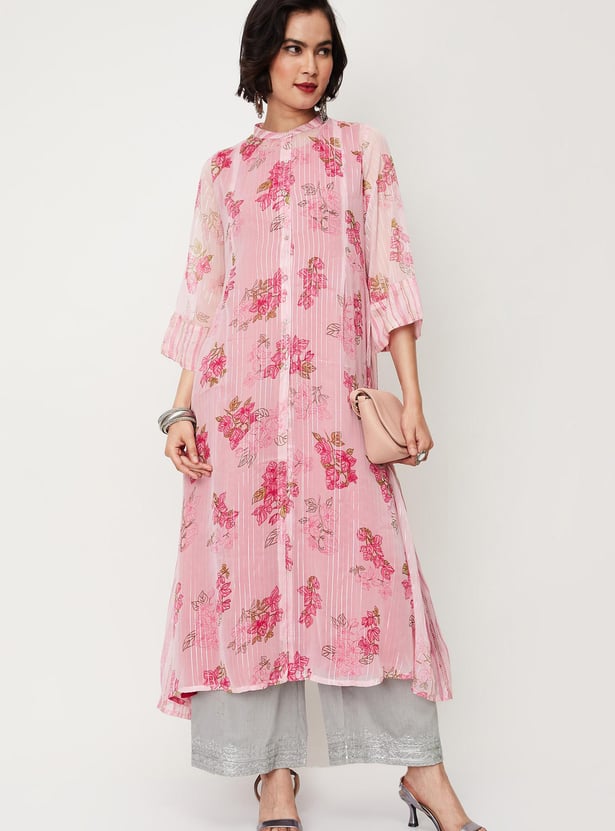 Women Printed Layered Button-Down Kurta