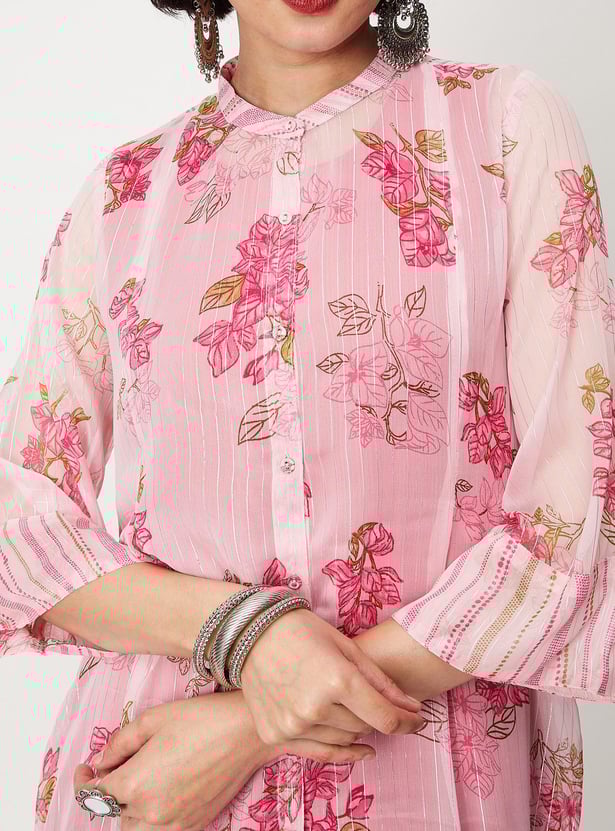 Women Printed Layered Button-Down Kurta