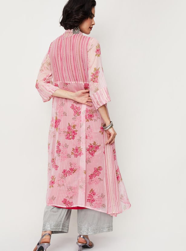 Women Printed Layered Button-Down Kurta