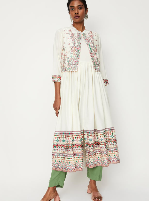 Women Printed Kurta with Jacket