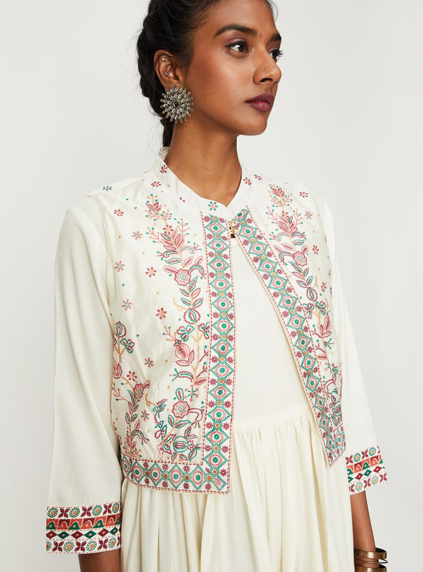 Women Printed Kurta with Jacket