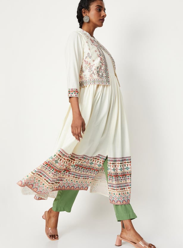 Women Printed Kurta with Jacket