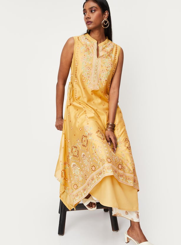 Women Printed Asymmetric Layered Kurta