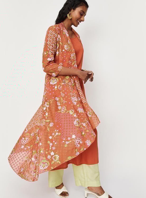 Women Pintuck Asymmetric Layered Kurta