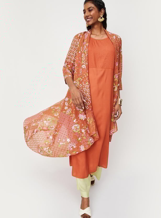 Women Pintuck Asymmetric Layered Kurta