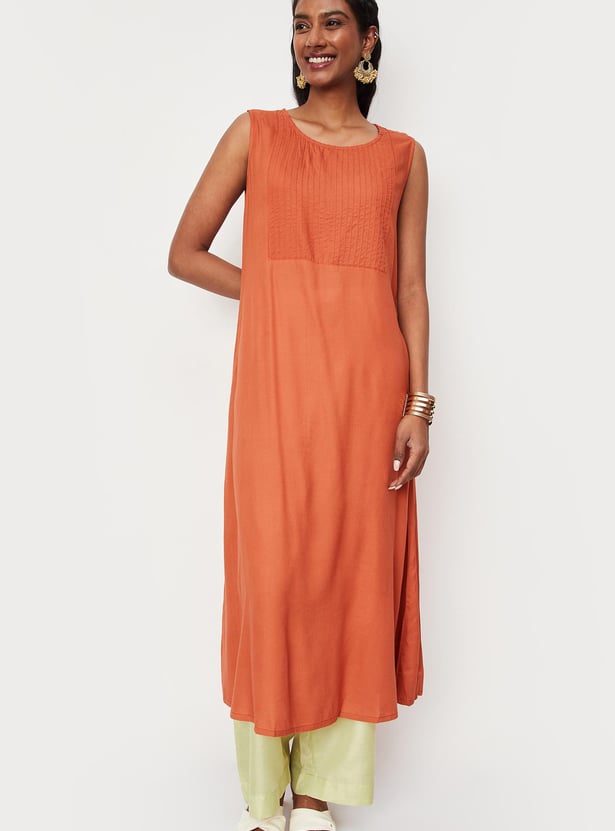 Women Pintuck Asymmetric Layered Kurta