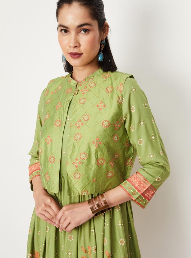 Women Printed Kurta with Jacket