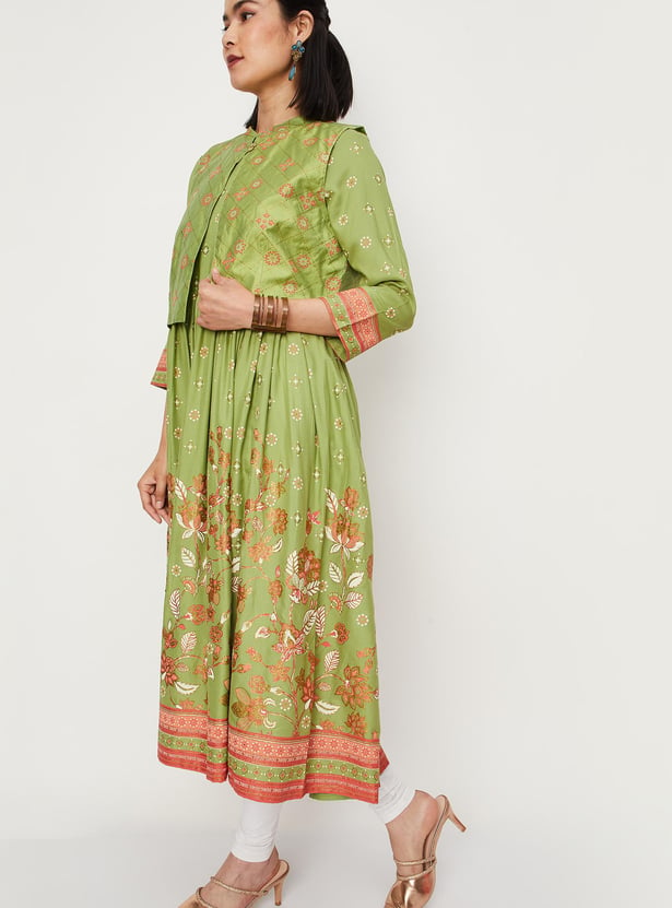 Women Printed Kurta with Jacket