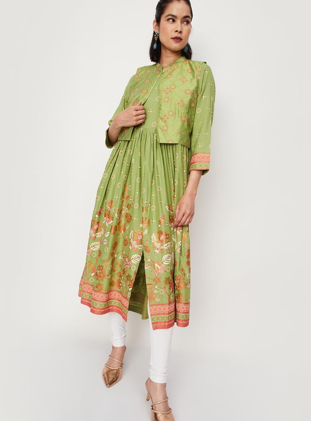 Women Printed Kurta with Jacket