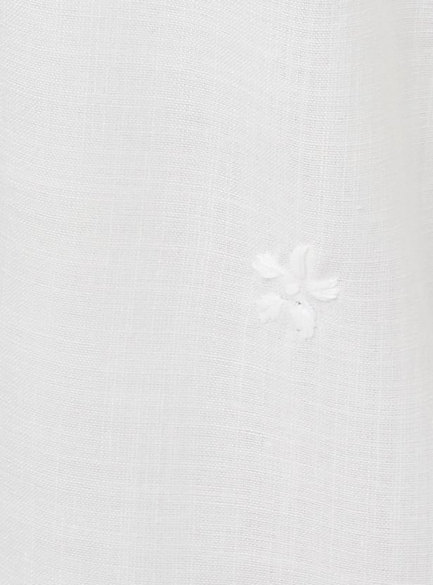Women Solid Palazzos with Schiffli Detail