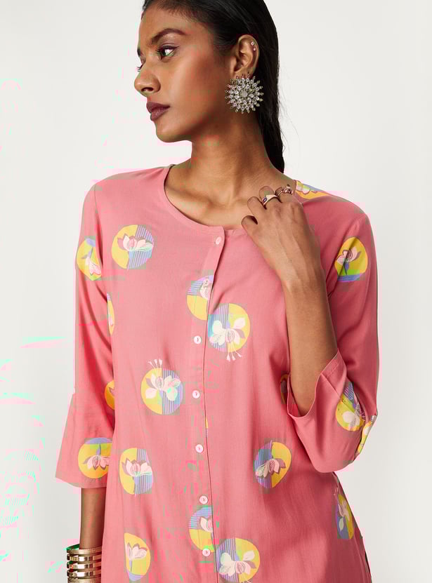 Women Floral Printed Kurta with Pocket