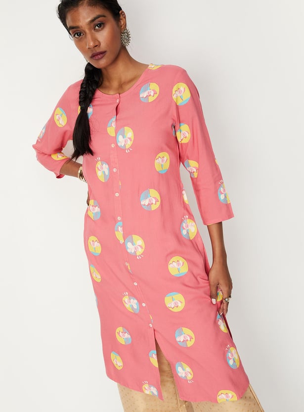 Women Floral Printed Kurta with Pocket