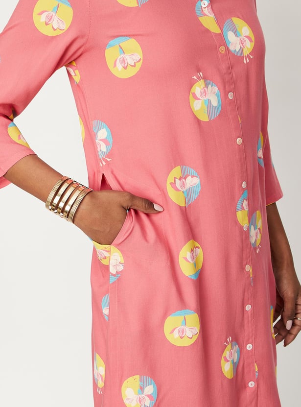 Women Floral Printed Kurta with Pocket