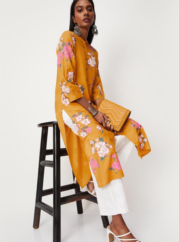 Women Floral Printed Button Down Kurta