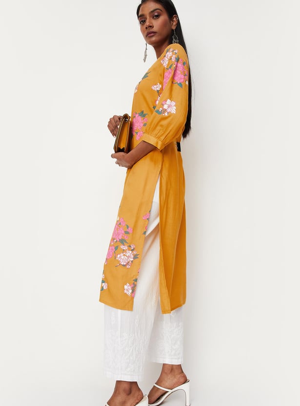 Women Floral Printed Button Down Kurta