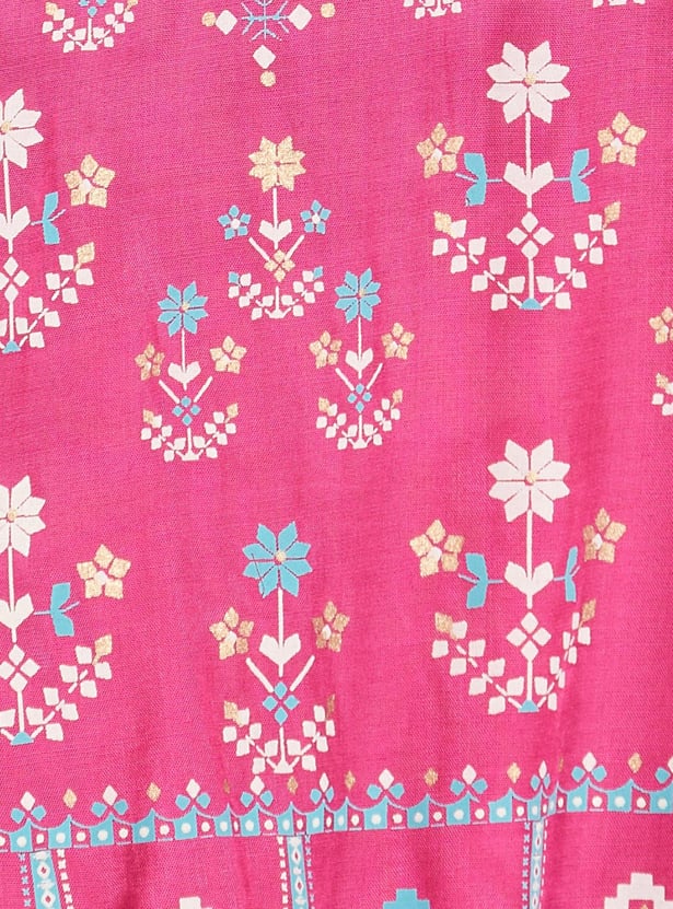 Women Placement Printed Round Neck Straight Kurta