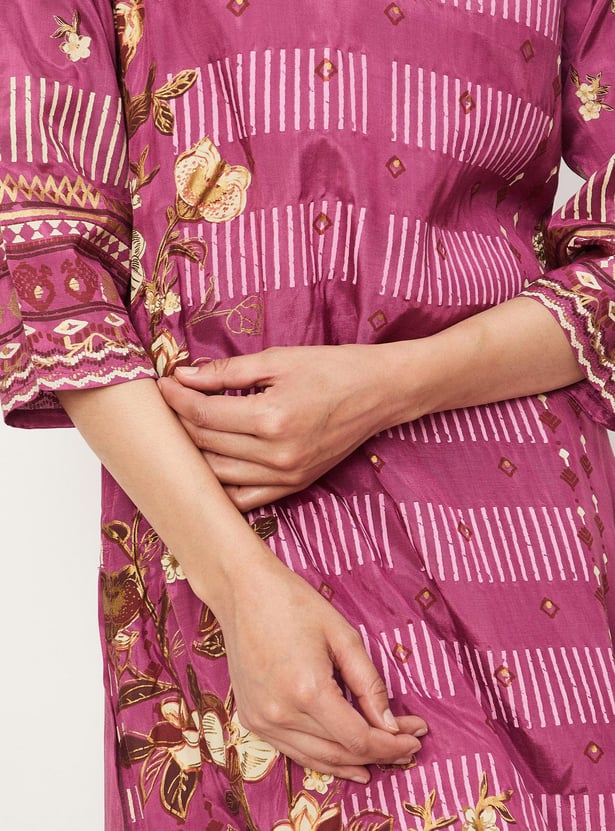 Women Printed Keyhole Neck Straight Kurta