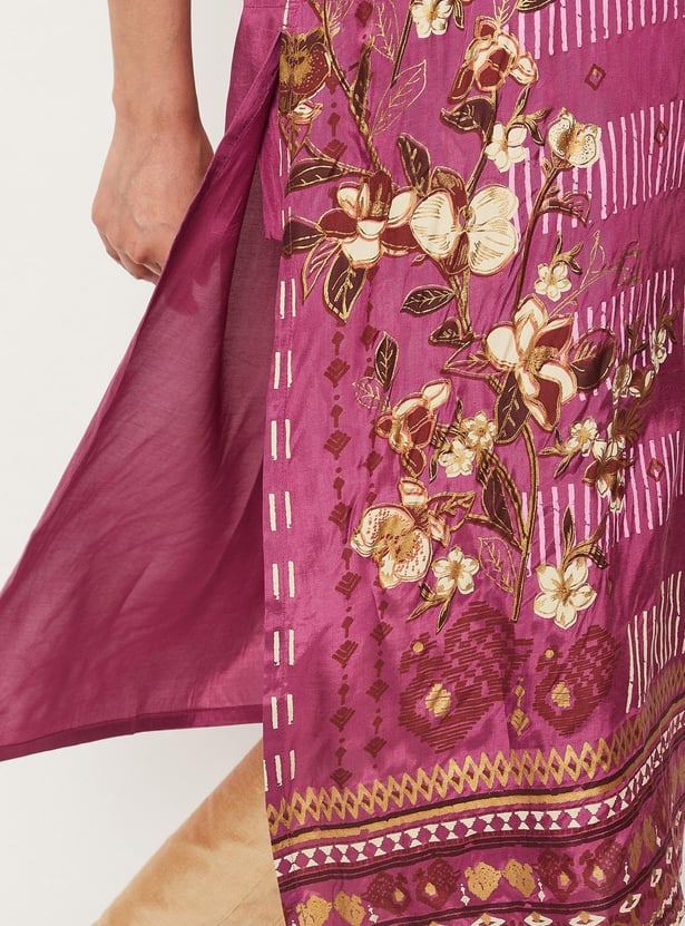 Women Printed Keyhole Neck Straight Kurta