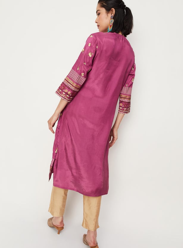 Women Printed Keyhole Neck Straight Kurta