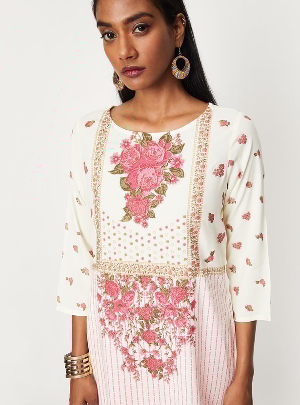 Women Floral Printed Kurta with Pocket