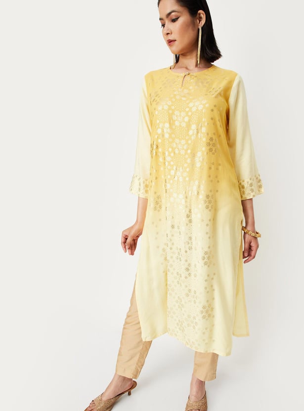 Women Foil Printed Straight Kurta