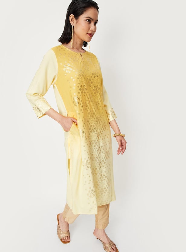 Women Foil Printed Straight Kurta